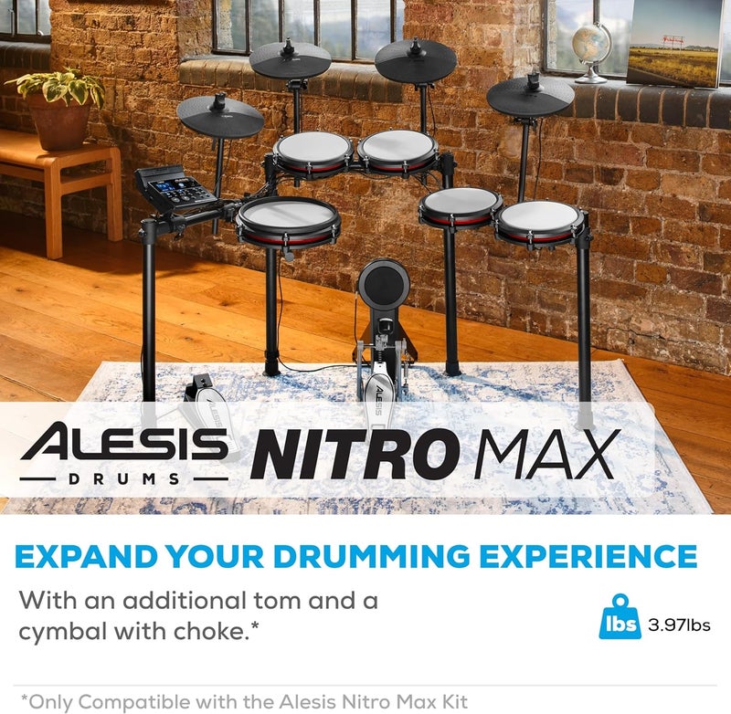 Alesis حزمة توسيع درامز نيترو ماكس - مجموعة درام كهربائية لتوسيع مجموعة نيترو ماكس مع وسادة توم شبكية، 10" صنج مع خنق وكابلات اتصال - Image 2